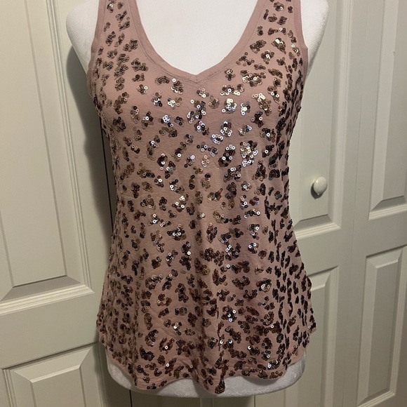 Express Tops - Sequin Embellished Pink Tank Top